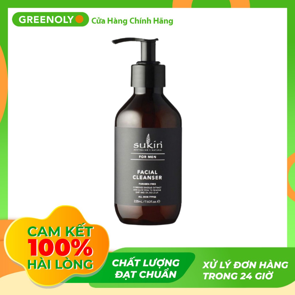 Sữa Rửa Mặt Sukin For Men Facial Cleanser 225ml Dành Cho Nam Chiết Xuất Từ Nha đam giúp làm sạch da, duy trì độ ẩm