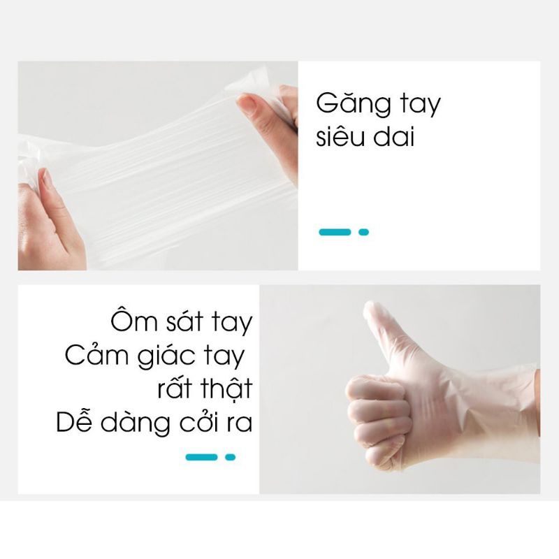 Găng tay cao su siêu dai - Găng tay rửa bát - hộp 100 chiếc găng tay cao su dùng 1 lần