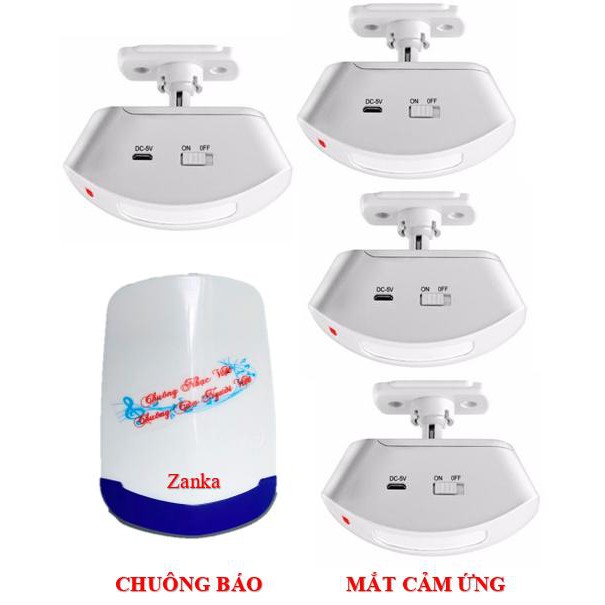 [KÈM PIN] Bộ 02 Mắt cảm ứng 1 Chuông báo khách không dây ZANKA TP-719 CHUÔNG NHẠC VIỆT