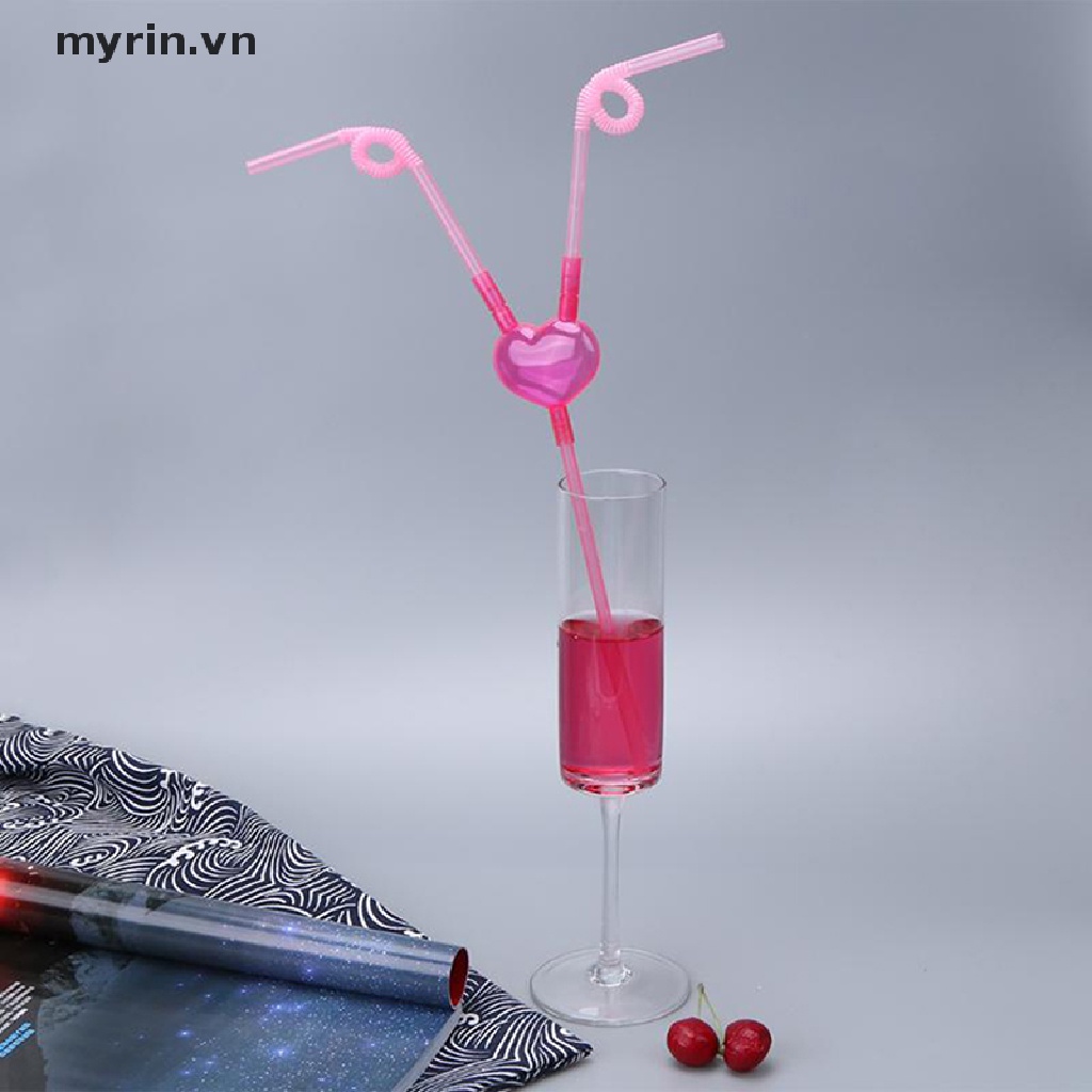 Ống Hút Hai Đầu Hình Trái Tim Độc Đáo Linh Hoạt