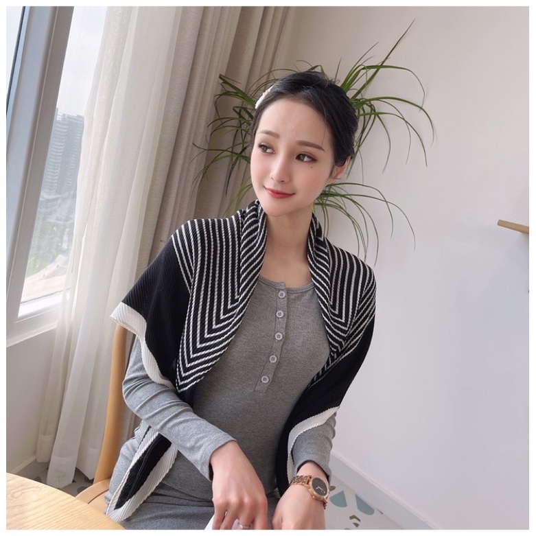 Khăn choàng cổ xếp li vải thun size 90x90cm