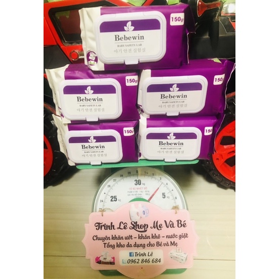 Combo 5hộp khăn ướt cao cấp BEBEWIN không mùi 750gam/1gói