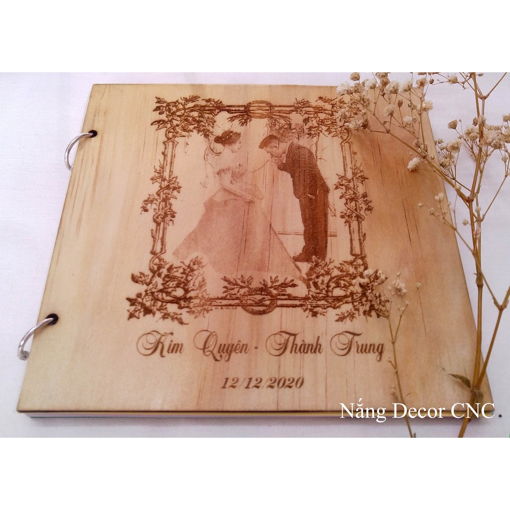 Wedding Guest Book - Sổ Ký Tên Đám Cưới Bằng Gỗ Vintage