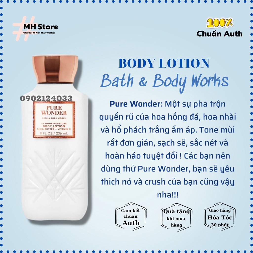 Bộ Sản Phẩm PURE WONDER Xịt Thơm Lotion, Sữa Tắm, Nước Rửa Tay, Nến Bath and Body Works