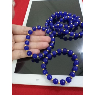 Chuỗi đeo tay xanh dương 8li vòng phong thủy mix kim loại