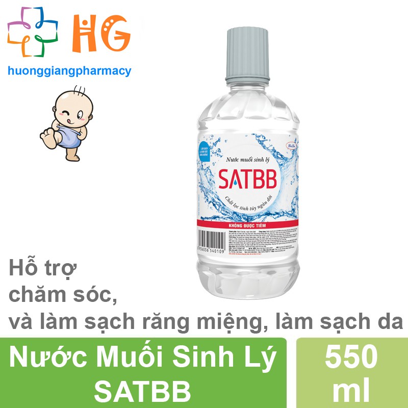 Nước muối sinh lý Satbb - Giúp chăm sóc, bảo vệ, và làm sạch răng miệng (Lọ 550ml)