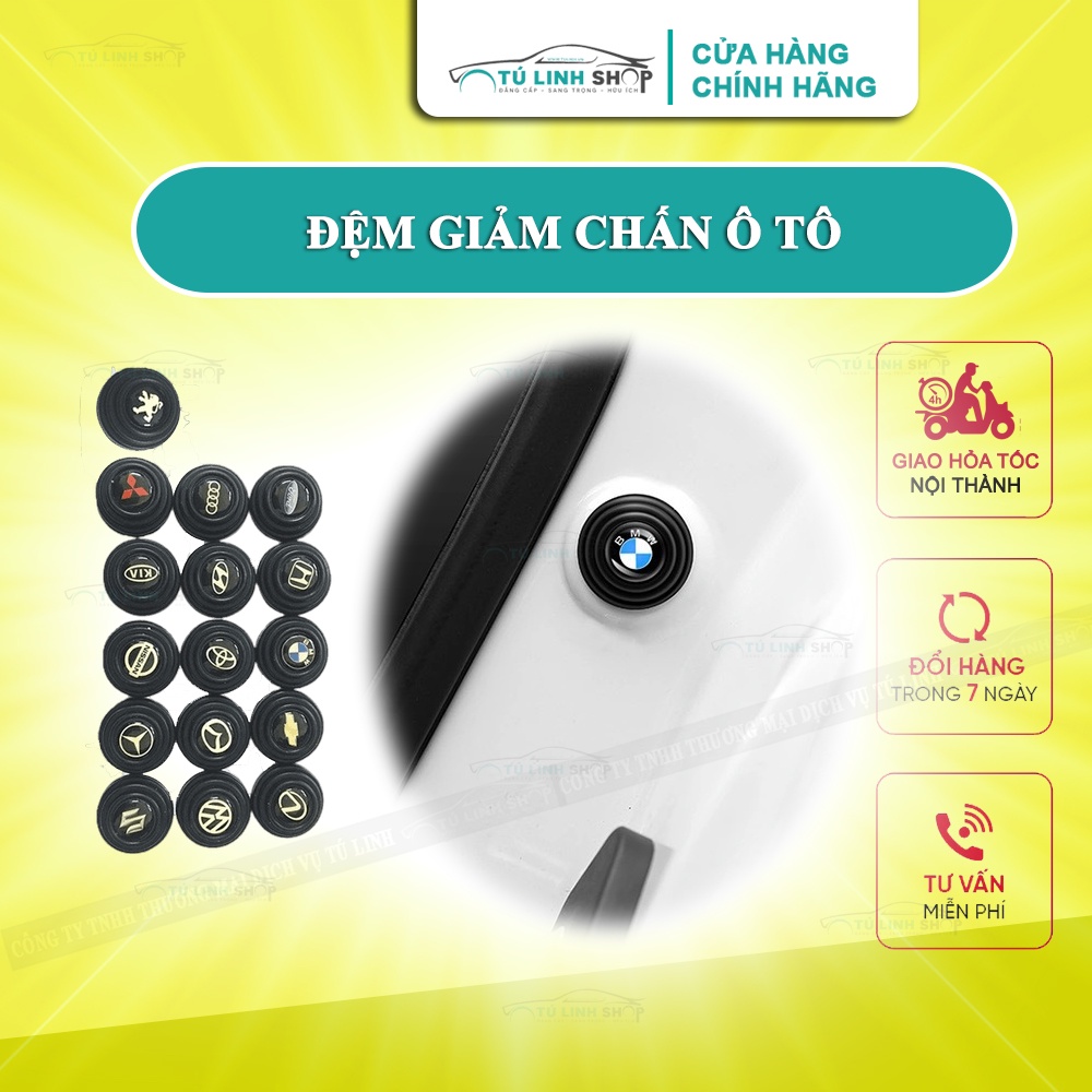 [Mã LIFEAUMAY giảm 10% tối đa 30k đơn 150k] Đệm giảm chấn ô tô - Nút giảm lực đóng cửa xe ô tô đầy đủ logo các hãng