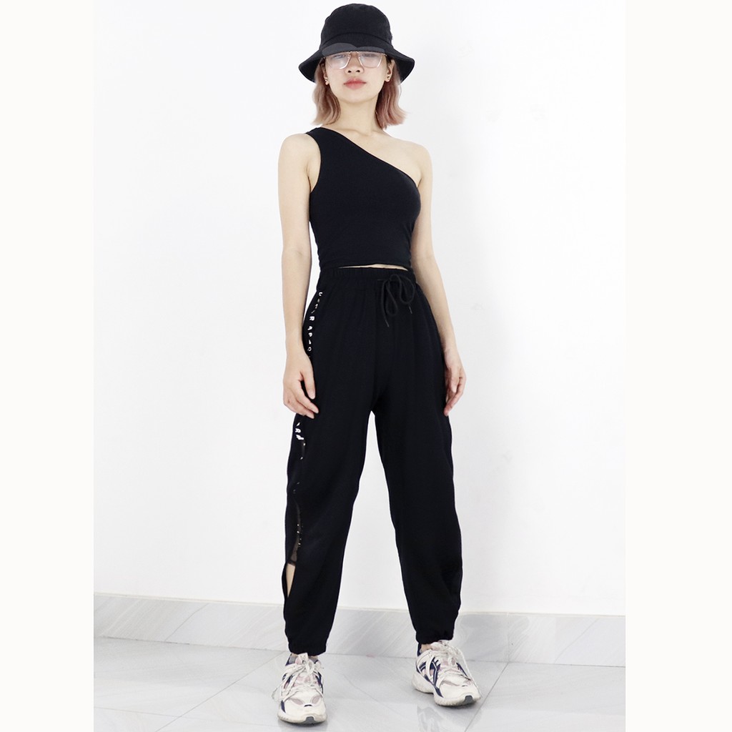 Áo lệch vai nữ kiểu dáng croptop thời trang Miix màu đen - MI001