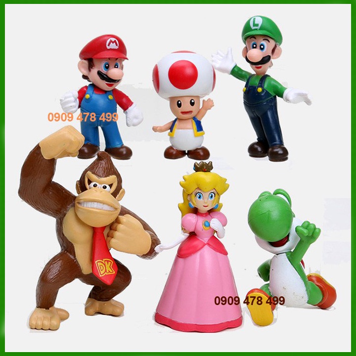 Bộ 6 Nhân Vật Mini Mario Hái Nấm Và Công Chúa -  7968