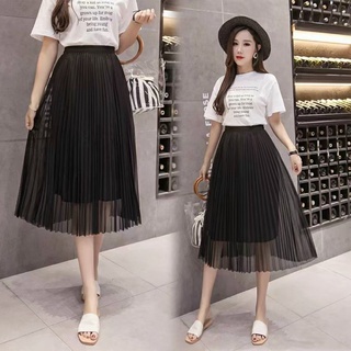 Chân váy von xếp li dáng dài midi chất von mịn hàng quảng châu 713