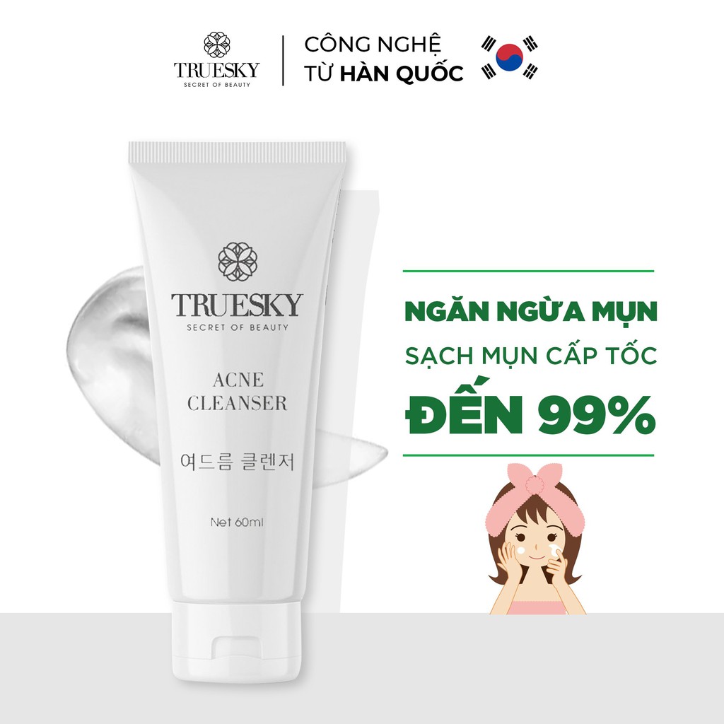 Sữa rửa mặt tạo bọt than hoạt tính Truesky dạng tạo bọt 60ml - Ance Cleanser