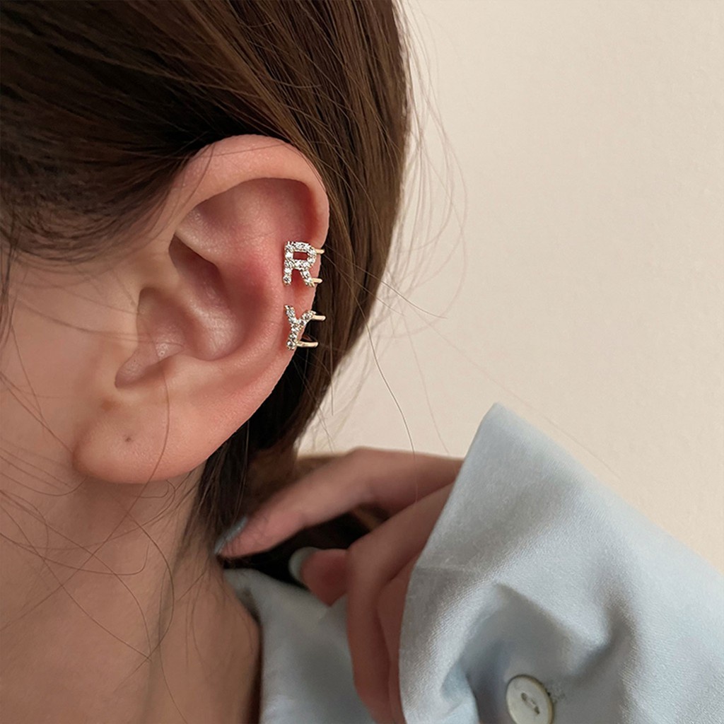 Bông tai hình chữ đính đá zircon cao cấp sang trọng cho nữ