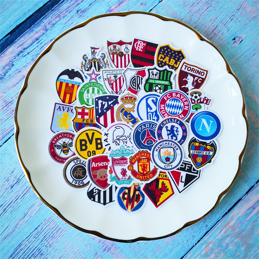 Set 40 miếng dán trang trí album thủ công hình logo câu lạc bộ bóng đá mini thời trang DIY