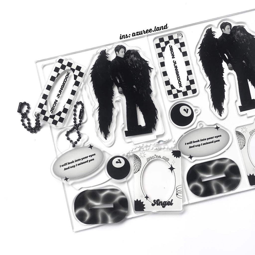 VER DARK ACRYLIC SET BTS/ BẢNG ACRYLIC BANGTAN/ SET STANDEE, MÓC KHÓA, KHUNG ẢNH MÀU ĐEN TRẮNG
