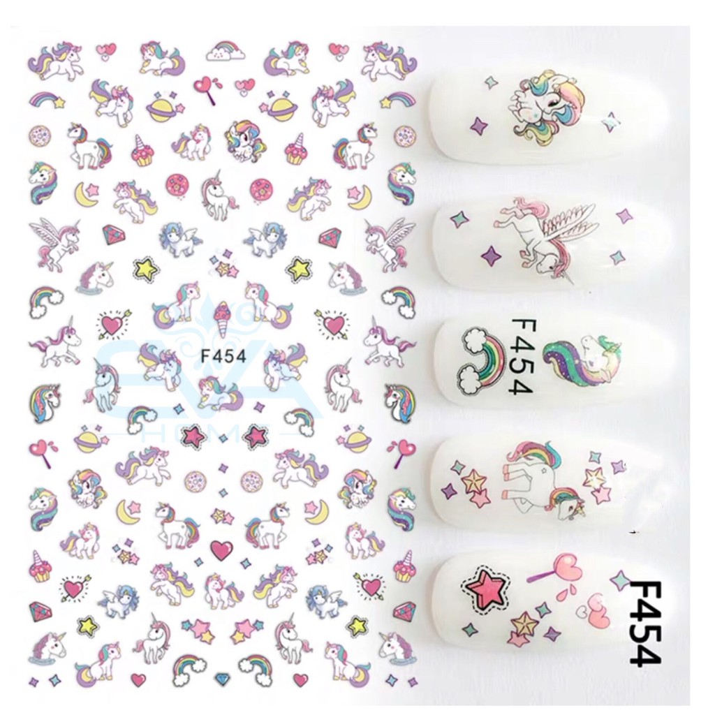 Miếng Dán Móng Tay 3D Nail Sticker Tráng Trí Hoạ Tiết Ngựa Hồng Pony F454