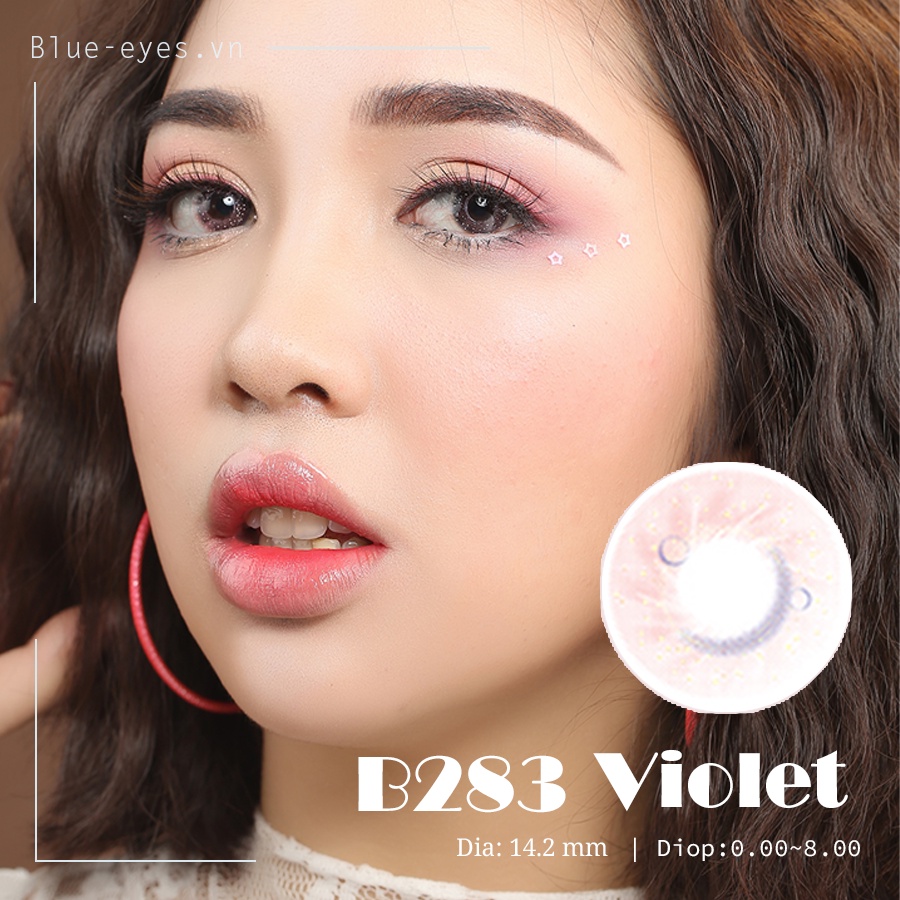 &lt;Lens tím Hot trend&gt; Kính áp tròng Hàn Quốc BLUE EYES STELLA VIOLET - Lens màu thời trang made in korea