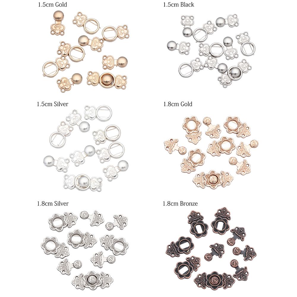 Set 5 nút kim loại 2 kiểu 15 / 18mm dùng may quần áo / túi xách búp bê diy