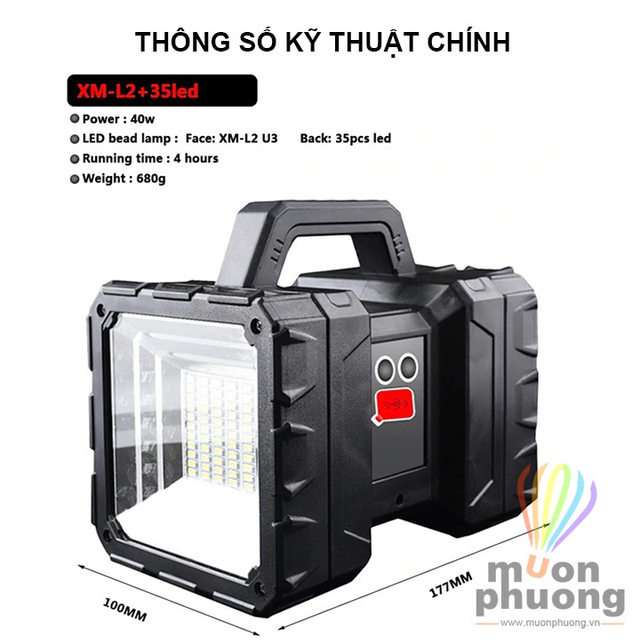 [FRSHIP 70K] Đèn sạc tích điện đèn sạc siêu sáng kiêm pin dự phòng đa năng cắm trại dã ngoại - MUÔN PHƯƠNG SHOP