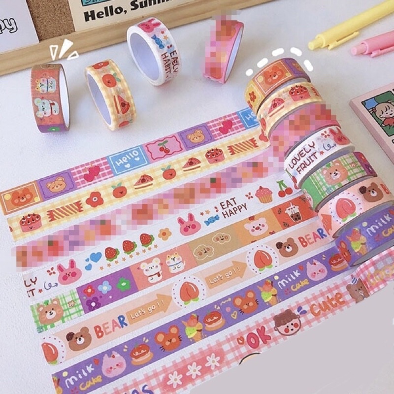 Băng keo giấy washi dễ thương dùng trang trí album sổ lưu niệm