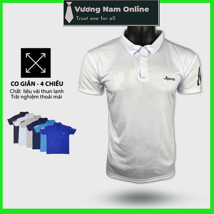 Áo thun nam cổ bẻ thể thao chất thun lạnh vân dập đẹp co giãn 4 chiều VN90B