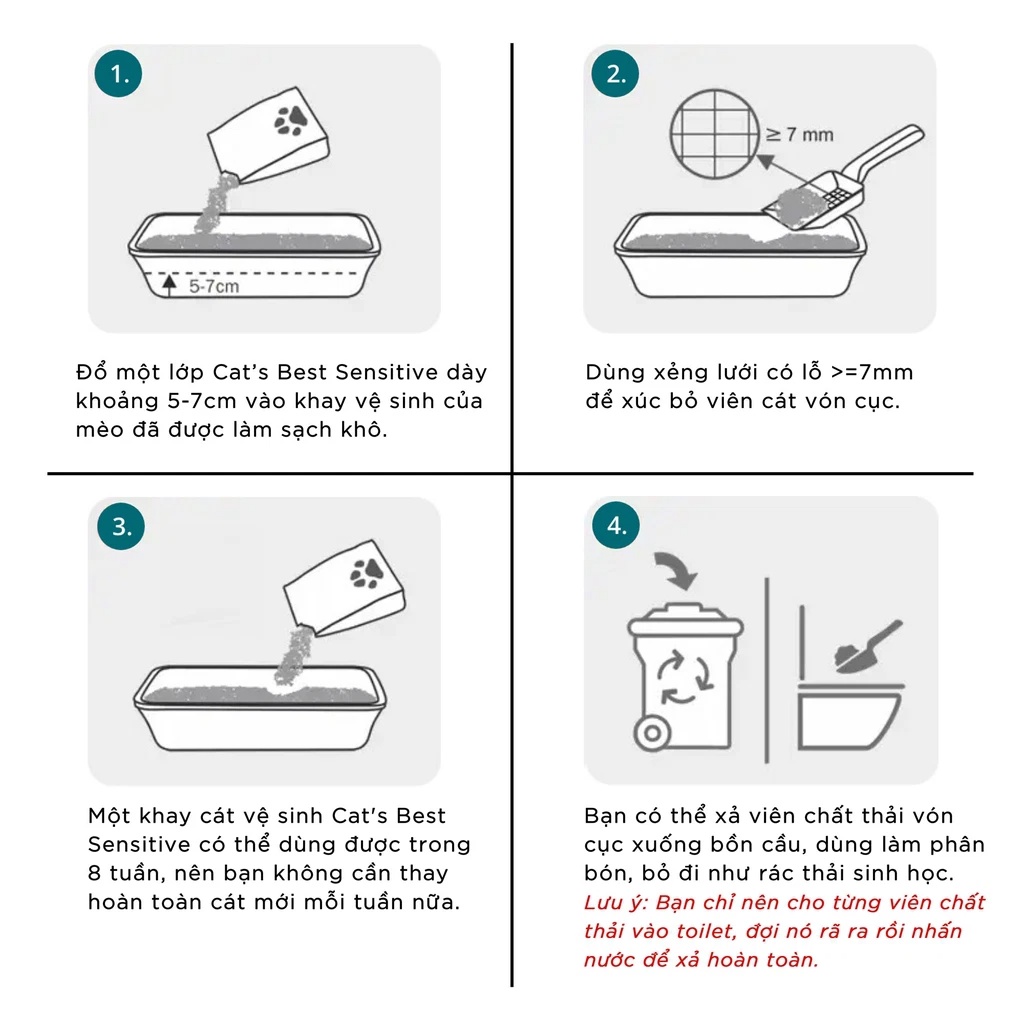 BAO 20L Cát gỗ hữu cơ Sensitive Cat's Best vón cục, siêu thấm hút mùi và kháng khuẩn cho Mèo tiết kiệm MEGAPACK