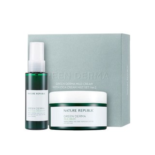 Set dưỡng ẩm chiết xuất rau má NATURE REPUBLIC Green Derma Mild Cream With Cica Cream Mist Set Ver2 (190ml + 50ml)