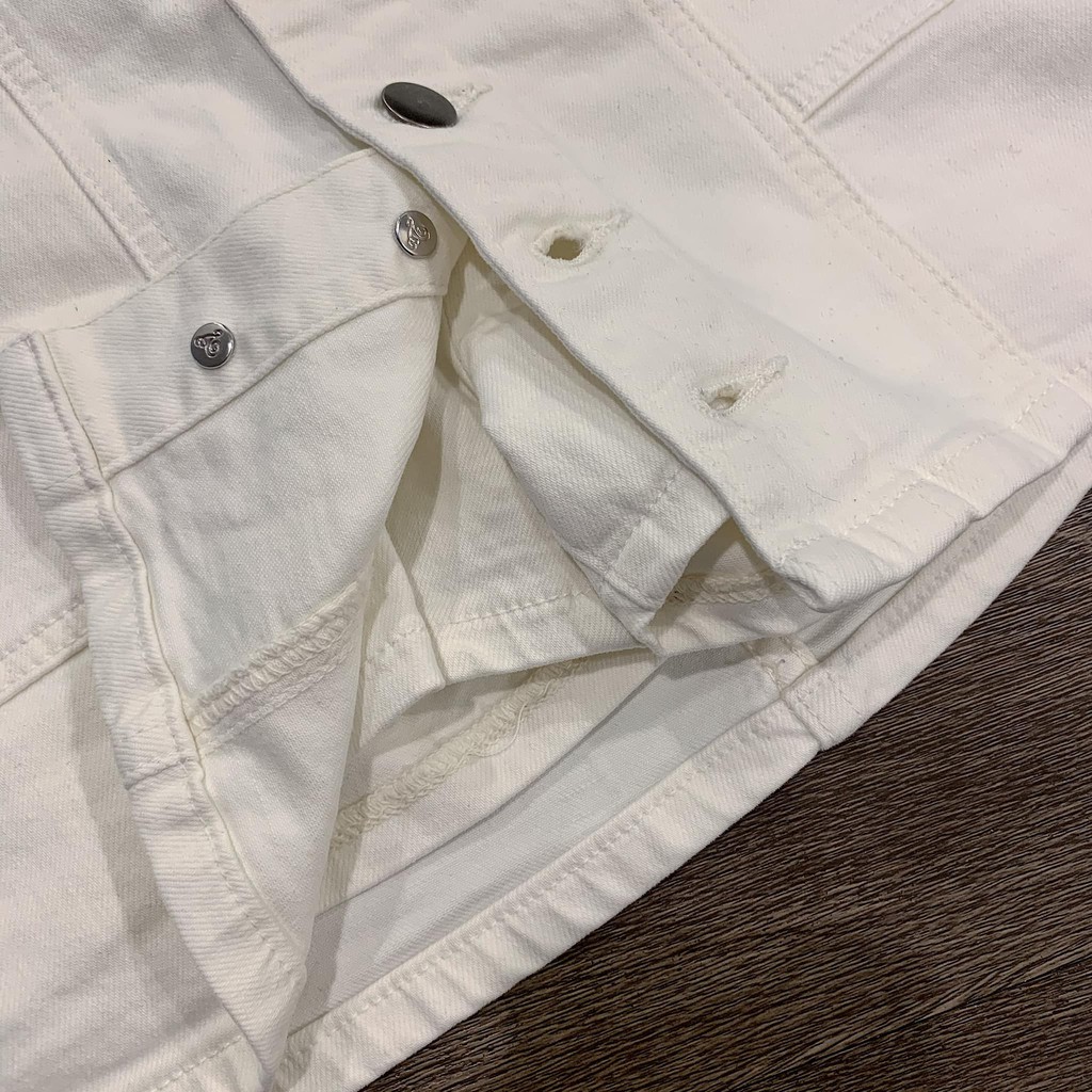 Quần váy denim khuy trước-78Q10