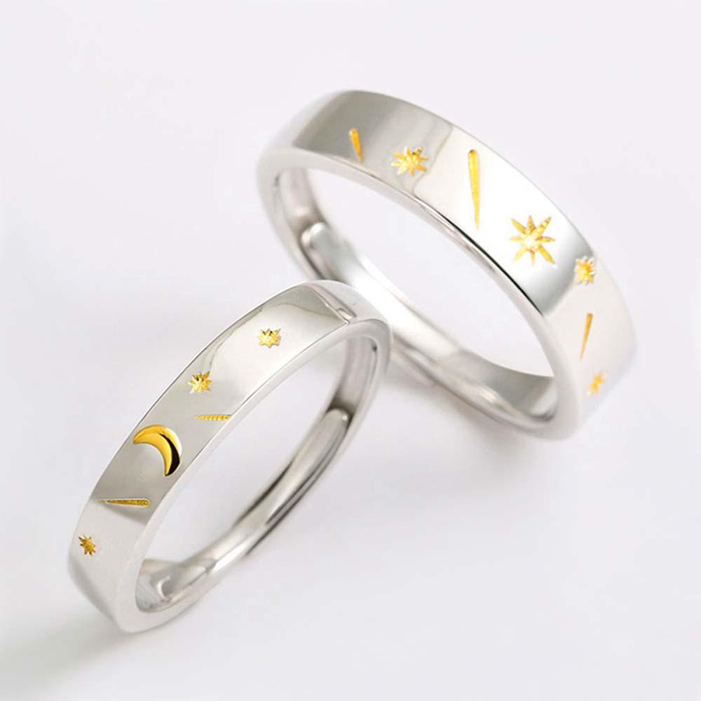Nhẫn Cặp Họa Tiết Trăng Sao Mặt Trời Thời Trang Hàn Quốc Cho Nam Nữ