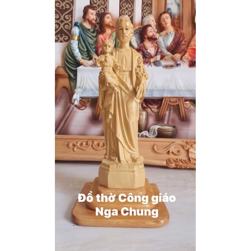 Tượng thánh Giuse-tượng nhựa composite-cao 45cm-sơn vân giả gỗ