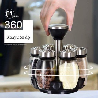Sét gia vị xoay 360 độ kèm lọ đựng