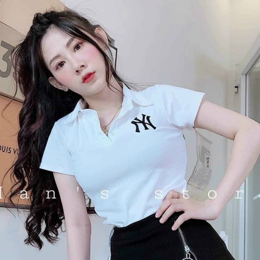 Áo thun cổ bẻ thêu Ny chất thun bozip siêu đẹp hàng chuẩn