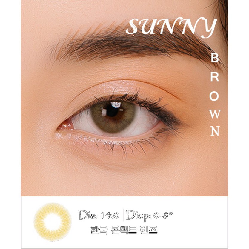 Lens nâu rêu , Kính áp tròng Hàn Quốc màu nâu rêu SUNNY BROWN - Lens cận  giãn  tròng nhẹ 14.0 , hsd 6 tháng .