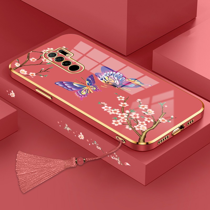 ốp lưng Redmi note 8 pro Ốp Điện Thoại Silicon Họa Tiết Bươm Bướm Kèm Dây Đeo Cho Redmi note 8 pro