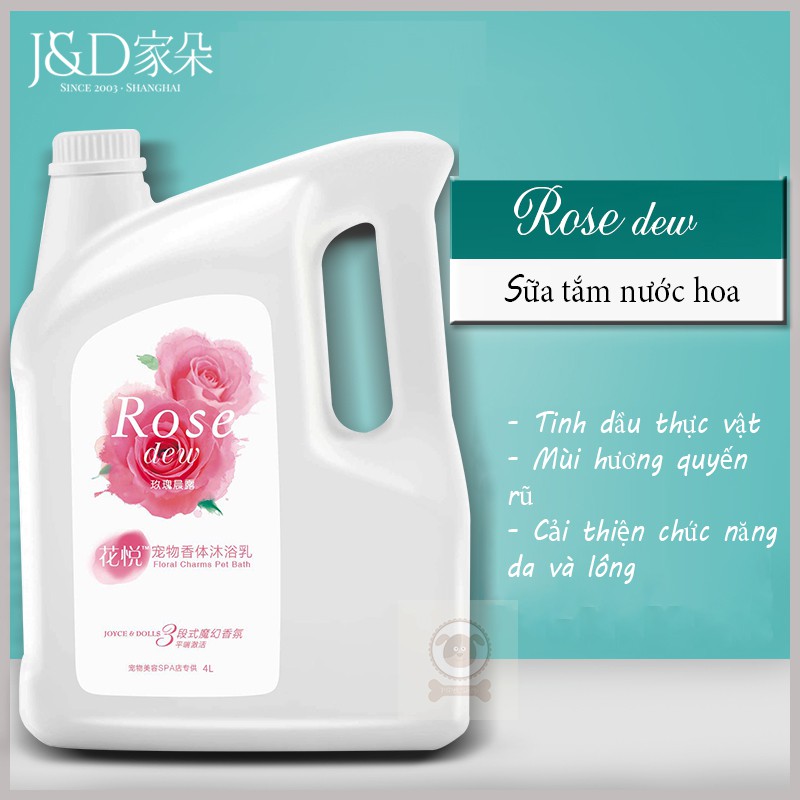 Sữa Tắm Nước Hoa Chó Mèo - Sữa Tắm Spa Thú Cưng Joyce &amp; Doll - 4 Lít