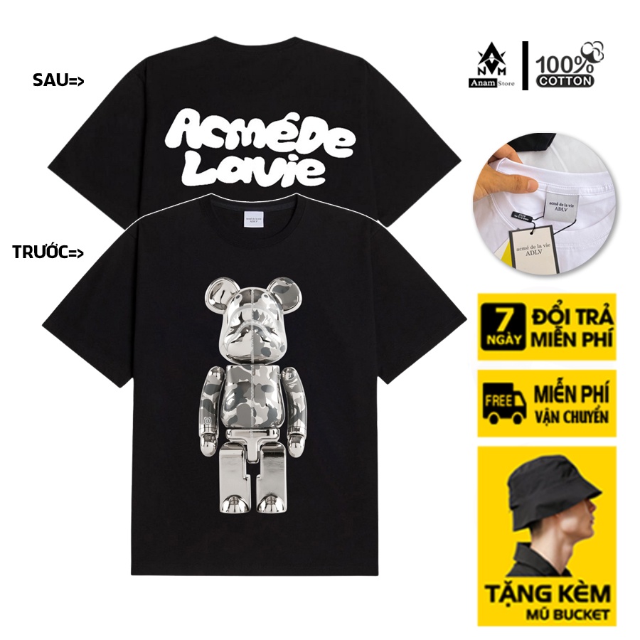 Áo thun bearbrick 9 cotton 100% chính phẩm, form oversize, chuẩn hàng xịn, full tem mạc, Anam Store