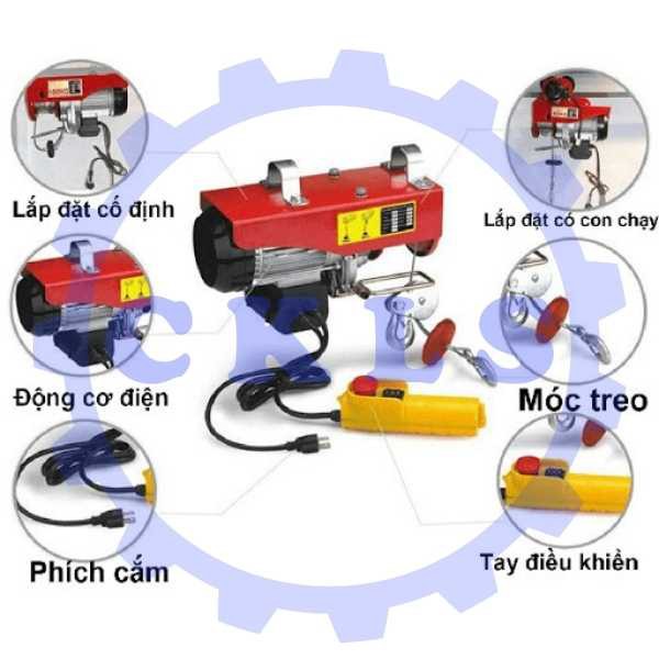 Tời điện treo KENBO PA200 tải trọng tối đa 160kg, cáp dài 12 mét, 30 mét