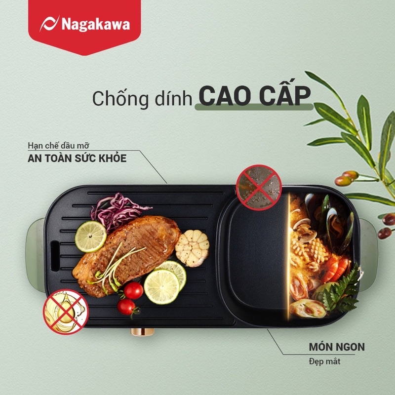[Bảo hành 12 tháng] Bếp Nướng Điện Nagakawa NAG3104 2 trong 1 Hàng Chính Hãng