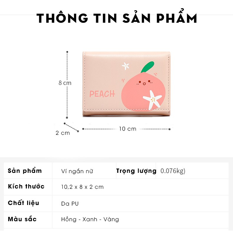 Ví bóp mini cầm tay cho nữ họa tiết trái cây nhiệt đới thời trang HOT TREND 2021 da PU cao cấp