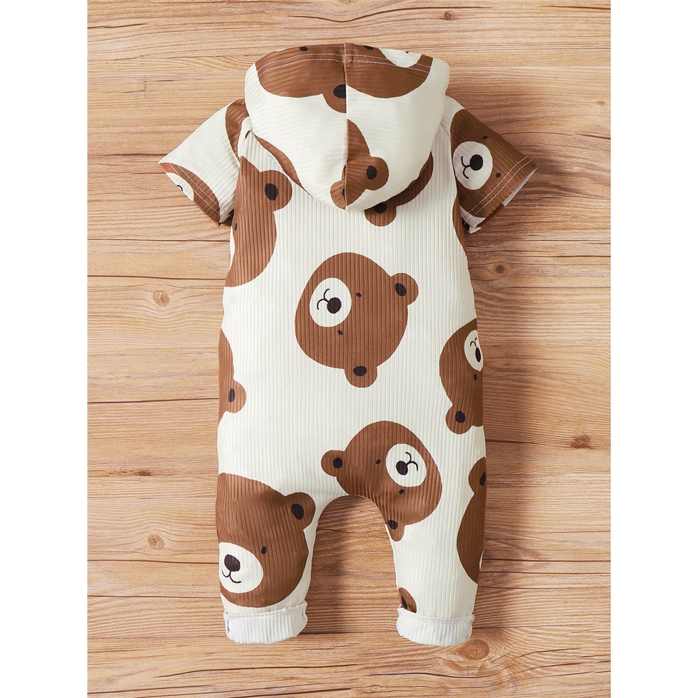 Áo liền quần MIKRDOO liền mảnh tay ngắn có nón hình con vật cho bé sơ sinh từ 0-18 tháng tuổi