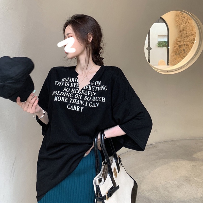 IELGY Áo Thun Ngắn Tay Cổ Chữ V Dáng Ôm Thời Trang Mùa Hè Hàng Mới Dành Cho Bạn Nữ