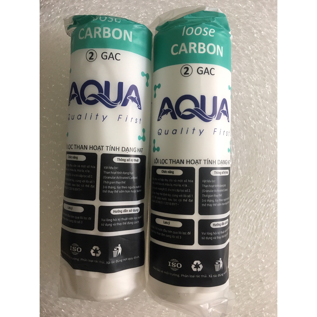 Combo 2 lõi lọc nước Aqua số 2 - Loại 10 inch - than hoạt tính (thay được cho các loại máy R0)