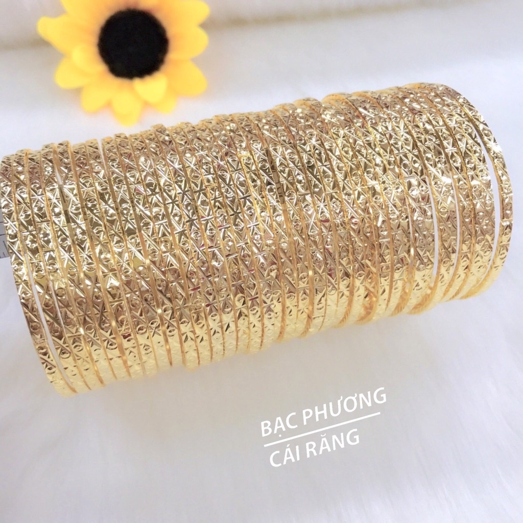 BỘ 7 VÒNG XIMEN BẢN VUÔNG HỌA TIẾT MẠ VÀNG 18K CÓ KHÓA