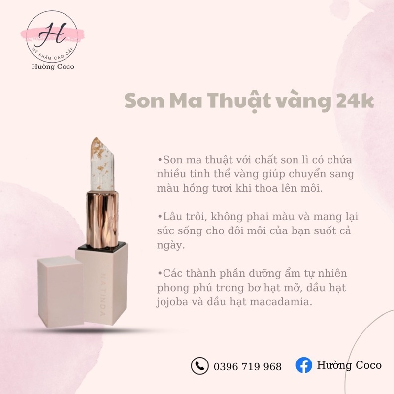 Son ma thuật Natinda Magic Tattoo Gold Lip Stick vàng 24K