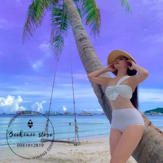 Bikini 2 mảnh cạp cao lệch vai - Đồ bơi 2 mảnh cạp cao chéo vai