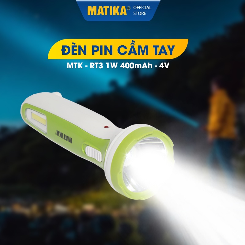 Đèn Pin Cầm Tay MATIKA Công suất 1W Pin 400mAh/4V MTK-RT3