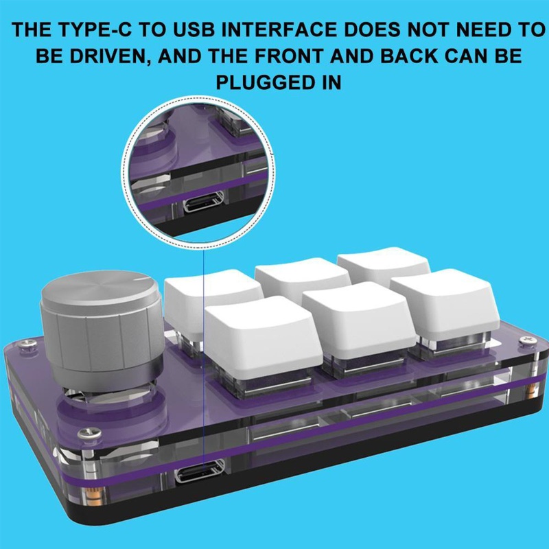 Bàn Phím Cơ Chơi Game 6 Phím Kèm Núm Điều Chỉnh Âm Lượng Macro Kết Nối USB Type-C Cho Máy Tính Bảng