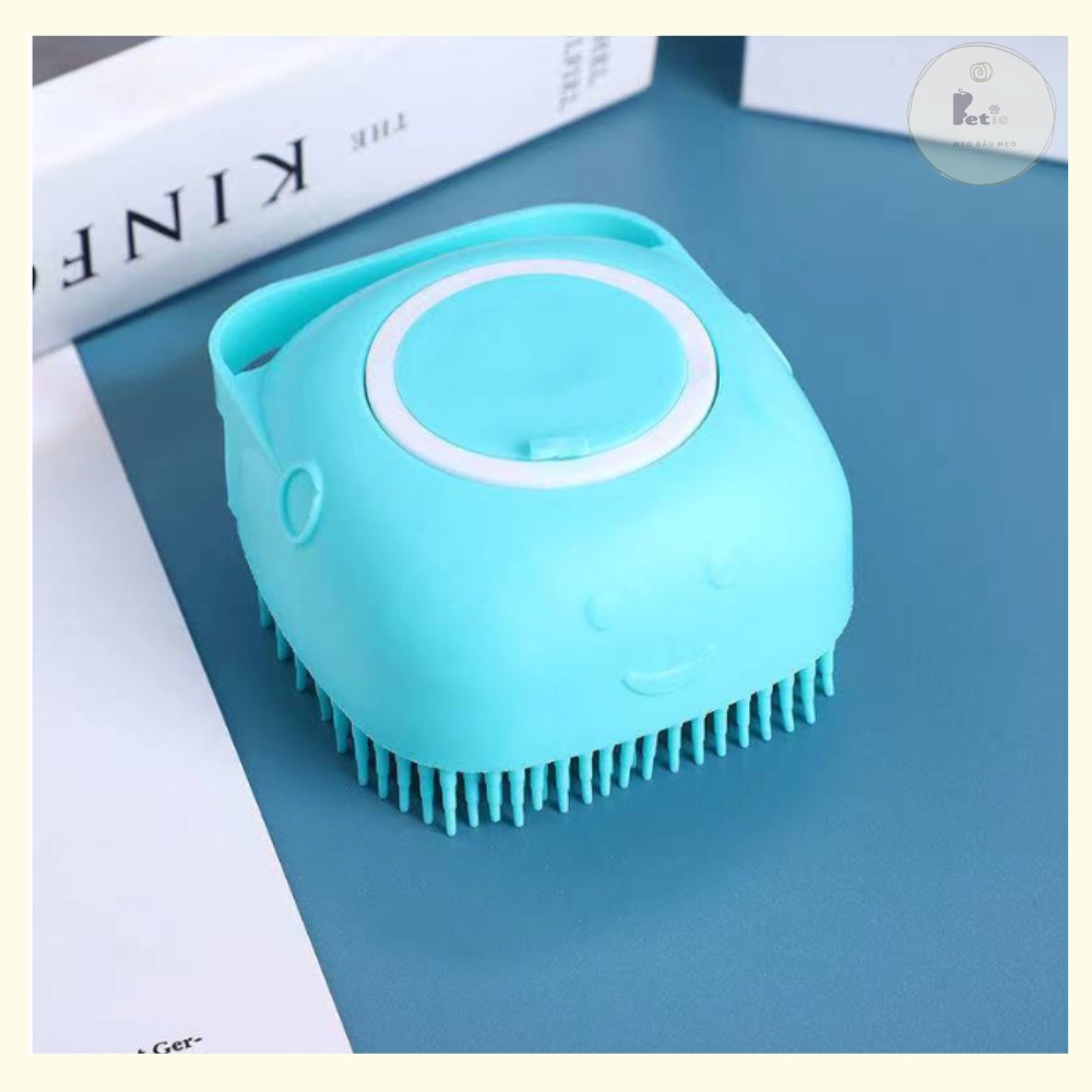 Bàn chải tắm chó mèo bằng silicon có ngăn đựng sữa tắm chăm sóc thú cưng