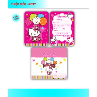 Thiệp mời sinh nhật kitty - set 10 thiệp 15k