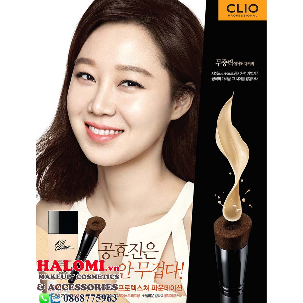 Set kem Nền Clio Kill Cover Airwear Protexture Foundation SPF25 PA++ (35ml) Kèm 1 Cọ tán Cao Cấp Chính Hãng | BigBuy360 - bigbuy360.vn