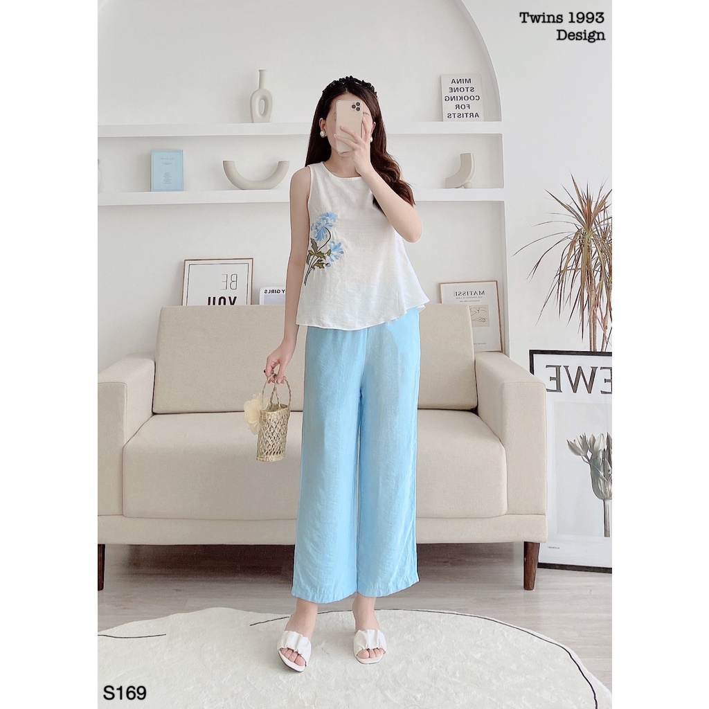 Bộ đũi nữ, bộ đồ nữ TWINS STORE thêu hoa, chất đũi lien siêu mát - S169